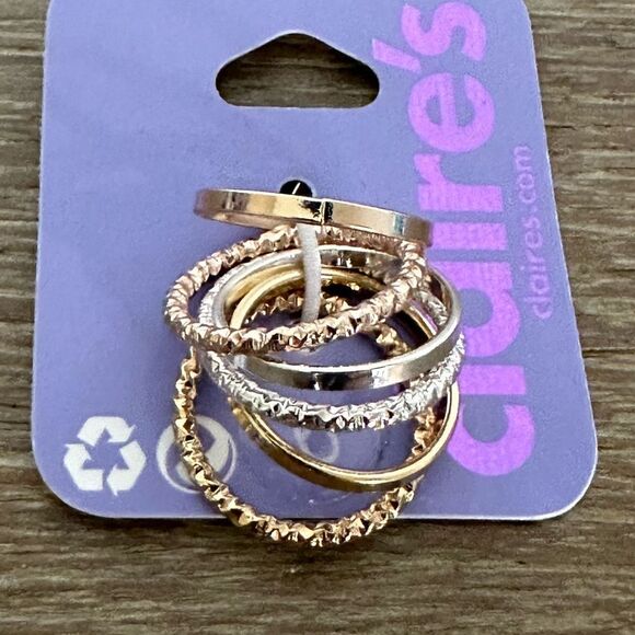 Claire's Jewelry - Claire’s Silver Gold Mixed Metals Spacer Rings Set of 6